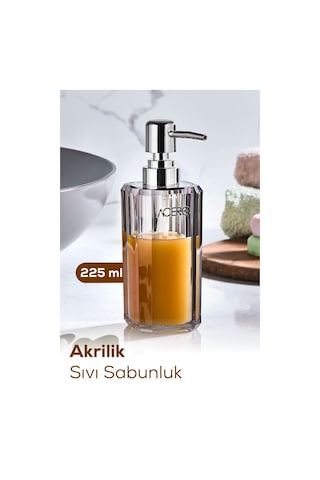 Vienev Akrilik Sıvı Sabunluk 225 Ml Şeffaf Antrasit 1991 Antrasit