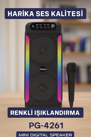 Rgb - 580 - Işıklı Çift Hoparlörlü Tnabilir Bluetooth Speaker - Flzdgnkr - Ve Mikrofon