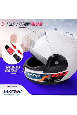 Wogen Fullface Kask Karbon Beyaz