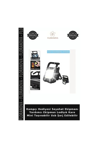 Kampçı Hediyesi Seyahat Ekipmanı Yardımcı Ekipman Ledışık Kare Mini Taşınabilir Usb Şarj Edilebilir