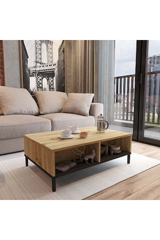 Robin Home Orta Sehpa Metal Ayaklı Çekmeceli Keçe-Siyah Dg18
