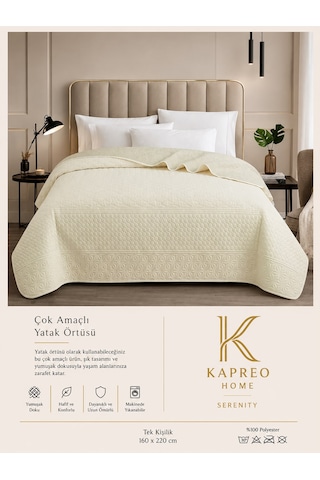Kapreo Home Çok Amaçlı Çift Kişilik Çift Taraflı Yatak Örtüsü 200 X 220 Açık Bej