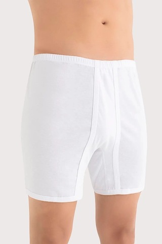Terrien Özel Seri Günlük Çamaşır Giyim Hediye Erkek Paçalı Külot Boxer 6'lı Paket Beyaz %100 Pamuk Penye