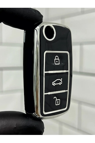 Skoda Octavia Fabia Superb Roomster Yeti Rapid Nano Anahtar Kılıfı Siyah Gümüş