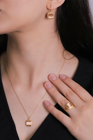 Beyisa Güneş Taşı Serisi Sarma Kare Kesim Renkli Otantik Gümüş Takı Seti