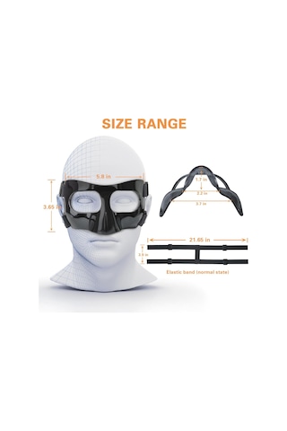 Ranyeek Siyah Spor Yüz Koruyucu Maske, Basketbol Ve Futbol Antrenmanları İçin Burun Korumalı