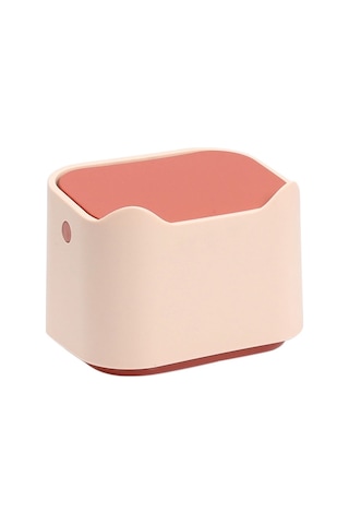 Sones 17,8 X 13 X 13,5 Cm İtmeli Masaüstü Çöp Kutusu Küçük Koku Önleyici Evcil Hayvan Kum Kabı Pembe