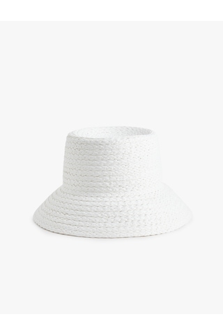 Koton Bucket Hasır Şapka Beyaz 6sak40036aa