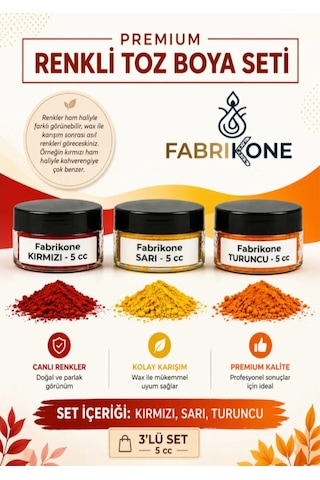 3'lü Set Premium Parafin Soya Wax Toz Mum Boyası Hobi Seti - 5 Cc Kırmızı, Sarı, Turuncu Bkfab3ksrt5g Karışık