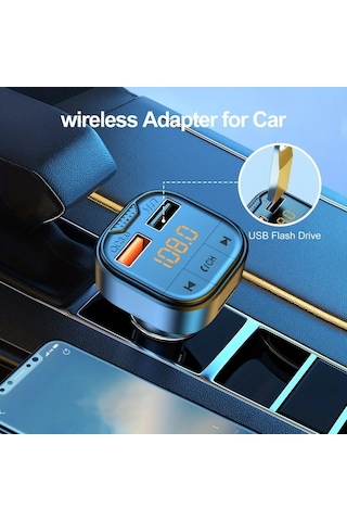 Honeybeeshop 1 Adet Standart Araba Kablosuz Oynatıcı Eller Serbest Telefon Fm Verici Ses Alıcısı Araba Şarj Cihazı