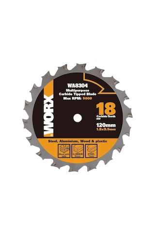Worx Wa8304 120x9,5mm Metal, Ahşap, Pvc, Alüminyum Kesme, Elmas Daire Testere Bıçağı Fr Wa8304