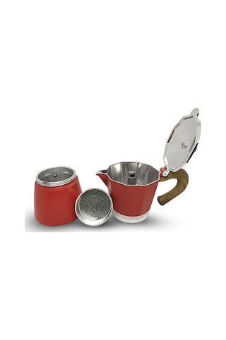 Horecamark Aluminyum Moka Pot 6 Kupa Kırmızı 6 Cups Moka Pot