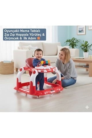 Kornalı Oyuncaklı Mama Tablalı Zıp Zıp Hoppala Yürüteç & Örümcek & İlk Adım