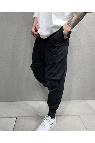Cep Detaylı Lastik Bel Jogger Pantolon Siyah
