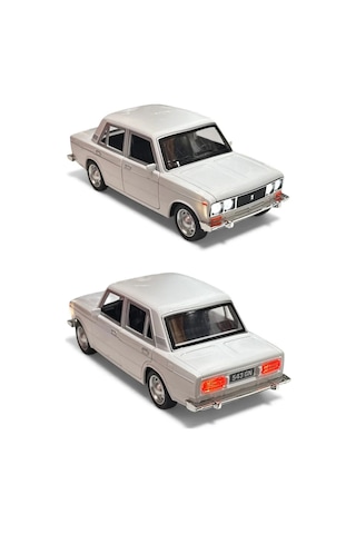 Lada Vaz 2107 Metal Diecast Model Araba 1:24 Ölçek 18cm Sesli Işıklı Çek Bırak Beyaz Çok Renkli