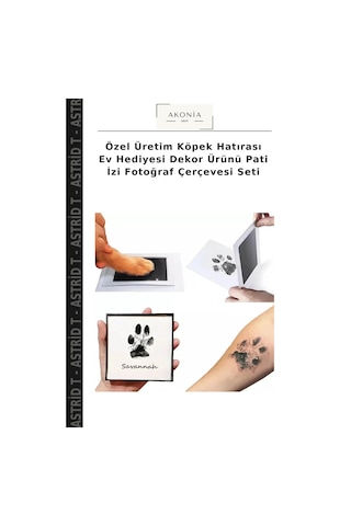 Özel Üretim Köpek Hatırası Ev Hediyesi Dekor Ürünü Pati İzi Fotoğraf Çerçevesi Seti Çok Renkli