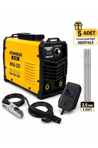 Inventör Dijital Göstergeli Kaynak Makinası 250i Amper 2,5 3 Çubugu Sorunsuz Eritir 5 Elektrot Çubuğu Hediyeli
