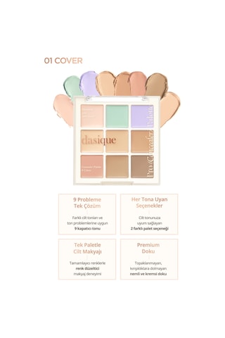 Dasique Kremsi Dokuya Sahip Çok Amaçlı Kullanıma Uygun Kapatıcı Paleti Pro Concealer Palette 01