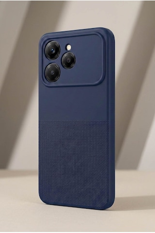 Tecno Spark 40 Uyumlu Kamera Korumalı Silikon Telefon Kılıfı Darbe Emici İçi Kadife Tırtıklı Kaymaz Yüzeyli Yumuşak Kılıf-54283 Lacivert