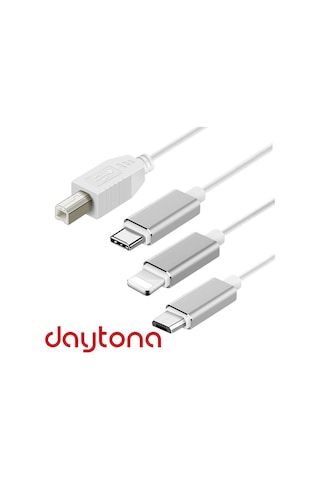 Daytona ADS-501 3in1 USB B to Micro USB - Lightning - Type-C Enstrüman Kablo Çevirici OTG Kablo