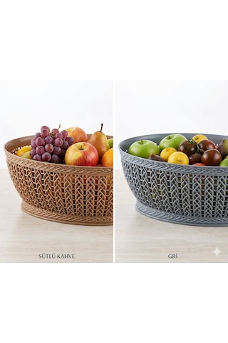 Yuvarlak Örgü Sepet 3,5 Lt Round Knitting Basket 3,5 L Kahverengi