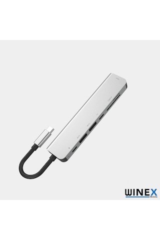Winex 7in1 USB Type-C Hub Port Adaptör 4K HDMI USB PD Girişli