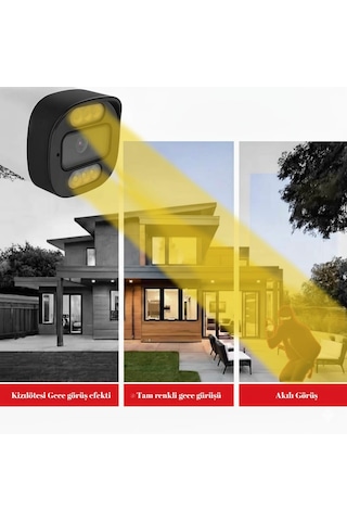 4 Kameralı 250gb Hdd Güvenlik Kamera Seti 5mp 1080p Full Hd Tam Renkli Gece Görüş Dvr Kayıt Cihazlı Tak Çalıştır Sistem