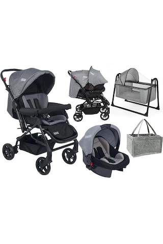 Tommy Baby Elegant Yenidoğan Seti Bebek Arabası Beşik Ana Kucağı Gri