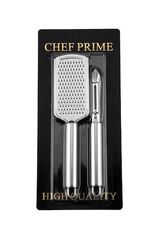 Chef Prime Full Metal Mutfak Seti - Paslanmaz Çelik El Rendesi Ve Sebze Soyucu