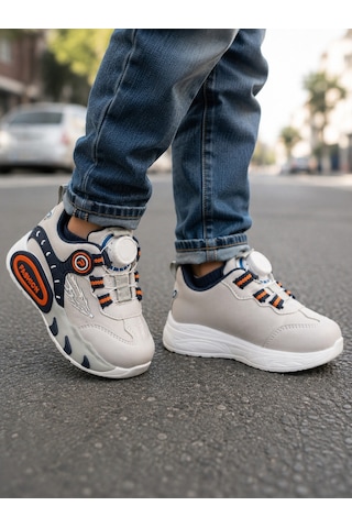 Mini Bonito Erkek Çocuk Mekanizmalı Sneaker Spor Ayakkabı Şık Ve Pratik Günlük Kullanım Gri