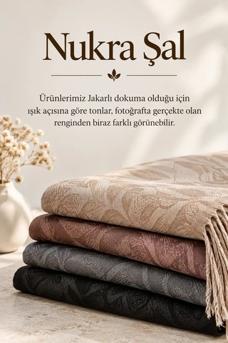 Nukra Jakarlı Pamuk Tesettür Şal Koza İpek Koyu Gri 70 X 190 Cm