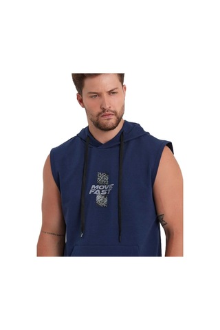 Adams Erkek Kapüşonlu Kanguru Cepli Kolsuz Sweatshirt 001