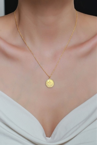 14 Ayar Altın Tuğralı Halat Burgu Zincir Kolye 1,8 Cm Sarı Altın