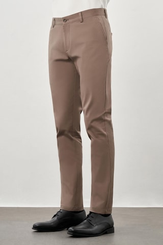 İmza Haki Kendinden Desenli Bez Ayağı Pamuklu Yan Cep Slim Fit Casual Pantolon 1003245168 Haki
