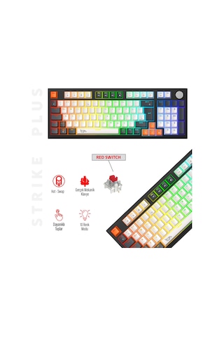 Gameagle Strike Plus Mk-96x2abr Mekanik Kablolu Işıklı Klavye