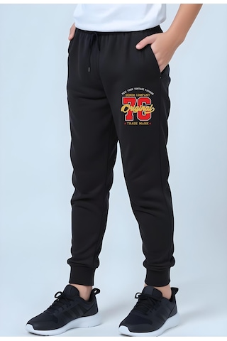 Panios Kids Original 76 Baskılı Erkek Çocuk Jogger Eşofman Altı Siyah