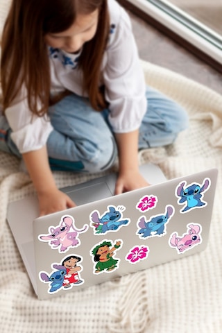 127 Adet Stitc Temalı Sticker Seti - Kalem Suluk Defter Cam Masa Laptop Tablet Sticker Suya Dayanıklı Çok Renkli