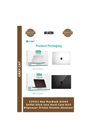 Coteci Neo Apple MacBook Uyumlu A3404 Şeffaf Ultra İnce Hard Case Kılıf Bilgisayar Örtüsü Dizüstü Aksesuar Çok Renkli