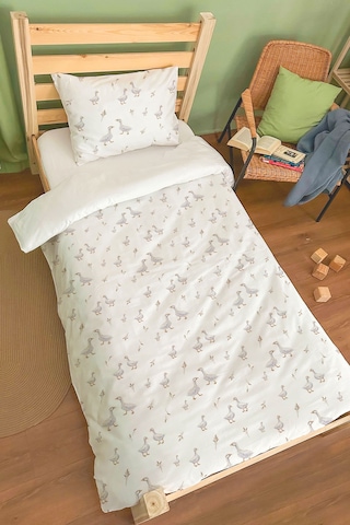 Organik Tek Kişilik Nevresim Takımı 160x220 - Huzurlu Kanatlar Renkli