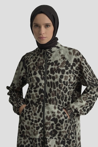 Armine Trend Leopar Desenli Fermuarlı Kolları Lastikli Cepli Tunik Siyah 25kt421 Siyah