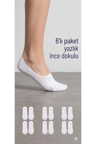 Km Collections 6'lı Set Babet Çorap Erkek&kadın Beyaz