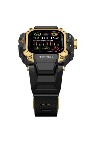 Watch Ultra 49mm Uyumlu Mohseven İwatch Punk Fortress Serisi Kasa Koruyuculu Silikon Kordon Gold