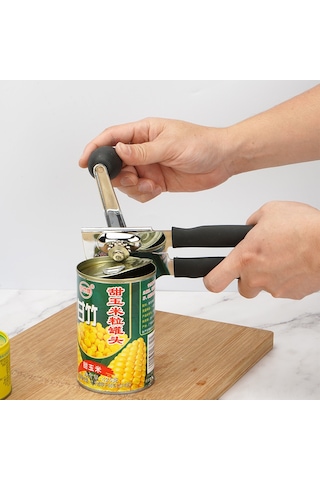 Geeksen Stainless Steel El Manuelı 3'lü Fonksiyonlu Kutu, Kavanoz Ve Şişe Açıcı: Ergonomik Tutamalı, Gıda Grubu, Dayanıklı Mutfak Aleti Siyah