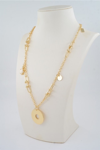 Kadın Özel Tasarım Taşlı Kaplunbağa Figürlü 60 cm Kolye - ALTIN