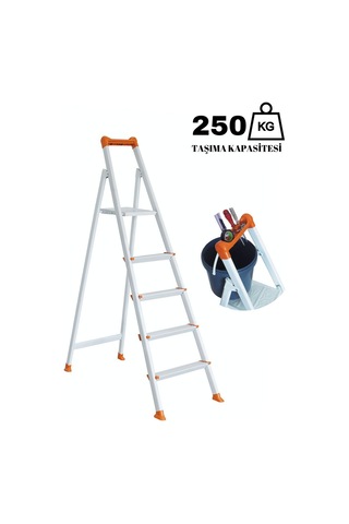 Ze Zigana Ev Gereçleri Hardy Plus 4+1 Ekstra Güçlü 250 Kg Taşıma Kapasiteli Metal Ev-ofis-bahçe-inşaat Tipi Merdiven
