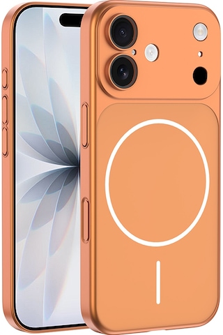 Apple Uyumlu iPhone 17 Kılıf M-safe Şarj Özellikli Kamera Korumalı Kapak Spark Turuncu