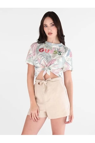 Guess Jersey Regular Fit Kadın Crop T-shirt W6gı09k3024 Çok Renkli