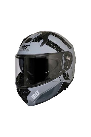 Motosiklet Çene Açılır Kask Güneş Vizörlü Ece 22.06 Sertifikalı Yeni Sezon Motor Kaskı V2 Gri Gri -