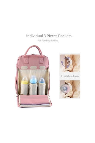 Novahub Moveevo 6 Cepli Bebek Sırt Çantası - Bez, Mama, Kıyafet - Gül Kırmızı Kırmızı