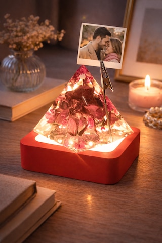 Epoksi Piramit Led Lamba & Not Fotoğraf Tutucu Romantik Masaüstü Dekor 02
